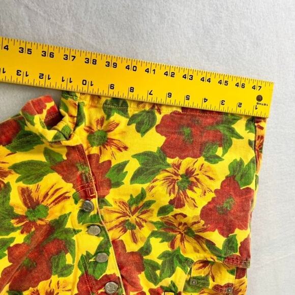 No Excuses Shorts Womens 26 High Waisted Floral Denim Button Fly Vintage 90s - Picture 13 of 13
